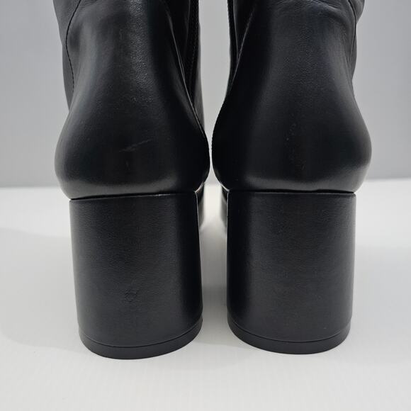 Stuart Weitzman Flareblock 60 Ankle Boot Womens 10 Black Leather Zip Block Heel - Picture 9 of 15